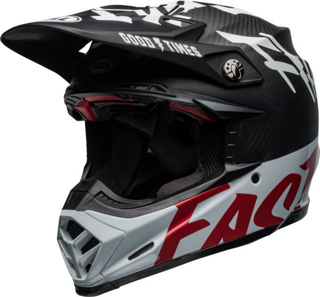 bell moto 9 flex dirt helmet fasthouse wrwf gloss black white red front left1 1