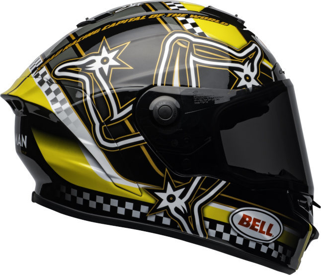 bell star mips street helmet isle of man gloss black yellow right