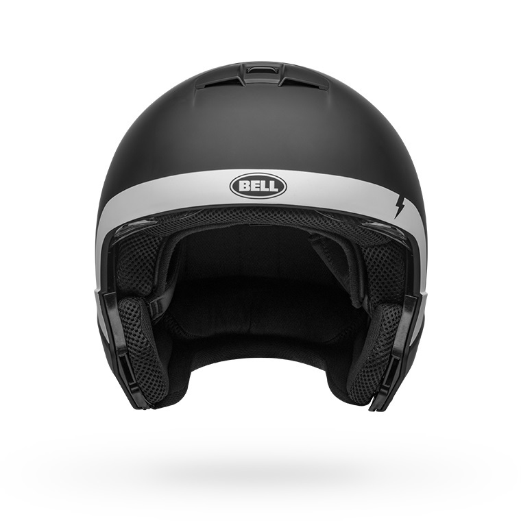 bell broozer modular street motorcycle helmet cranium matte black white no chin bar front