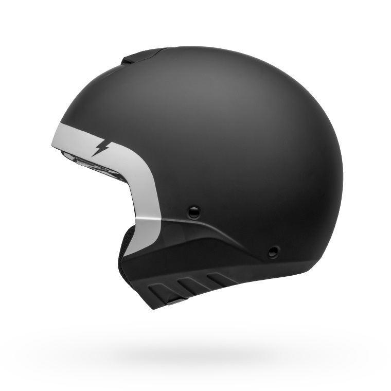 bell broozer modular street motorcycle helmet cranium matte black white no chin bar left