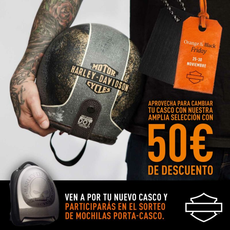 Black Friday de Harley-Davidson: llévate 50 euros de descuento comprando un casco de la marca 1 191125hdorangeblackfriday