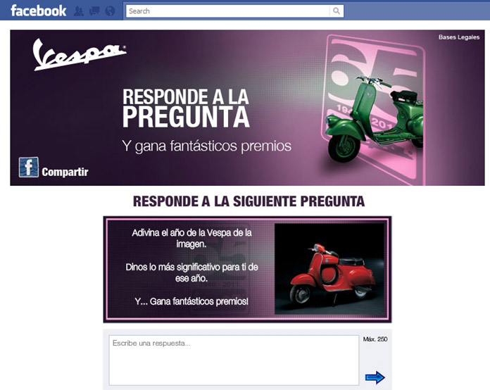 Nuevas "Activaciones Sociales" en el Facebook de Vespa 1 Facebook Vespa