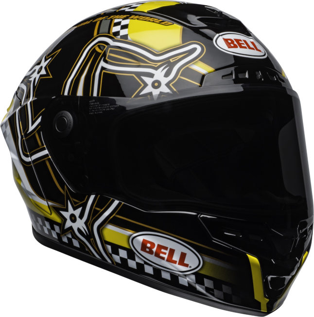 bell star mips street helmet isle of man gloss black yellow front right