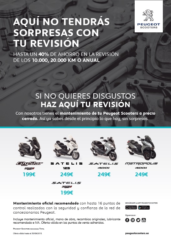 forfaits mantenimiento peugeot scooters