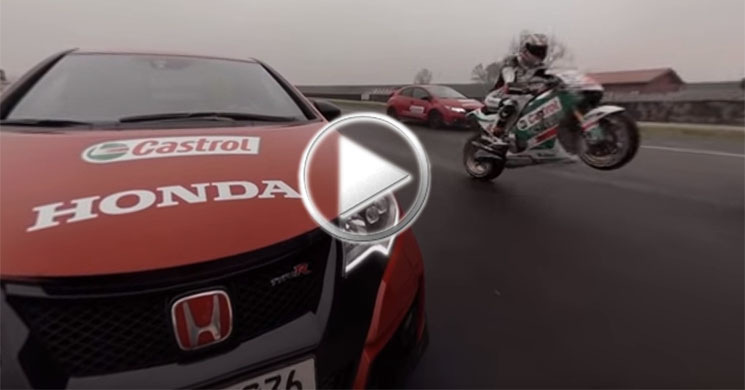 La Honda de MotoGP se enfrenta a los cuatro ruedas más radicales de la marca 1 honda civic type r rc213vvideo