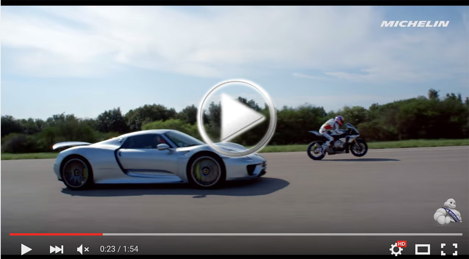 VÍDEO: Michelin enfrenta a la Yamaha R1 con un Porsche 918 Spyder