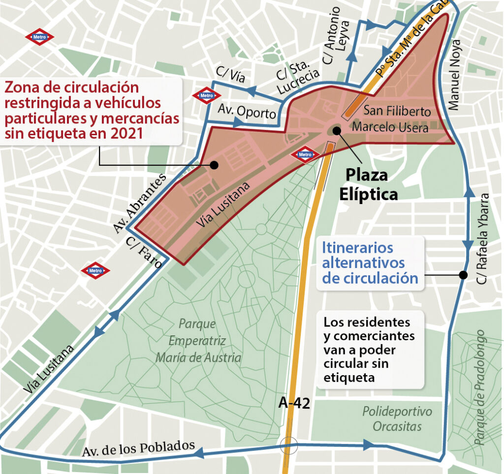 Zona de bajas emisiones de Plaza Elíptica: plano, restricciones y fecha para las multas 2 plaza eliptica mapa 1024x964 1