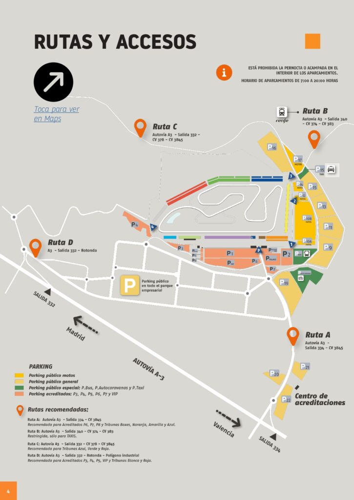 GP de Valencia de MotoGP: rutas y acceso al circuito 10 Accesos2022