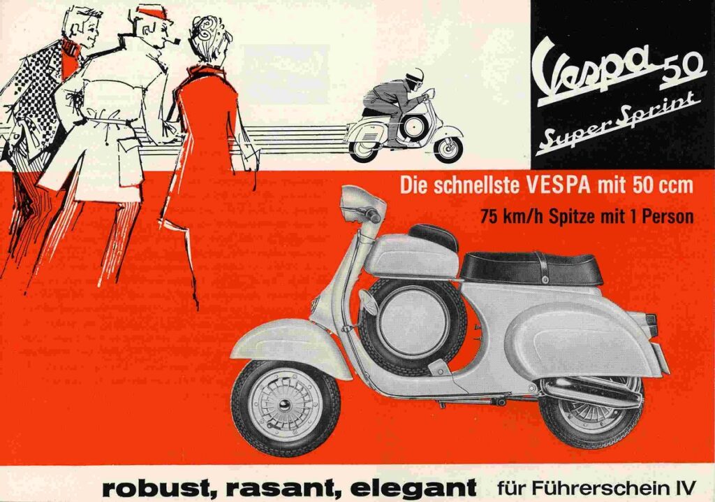 Publicidad Vespa 50 Sprint Alemania, 1963