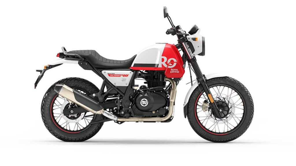 Royal Enfield Scram 411, rojo, blanco