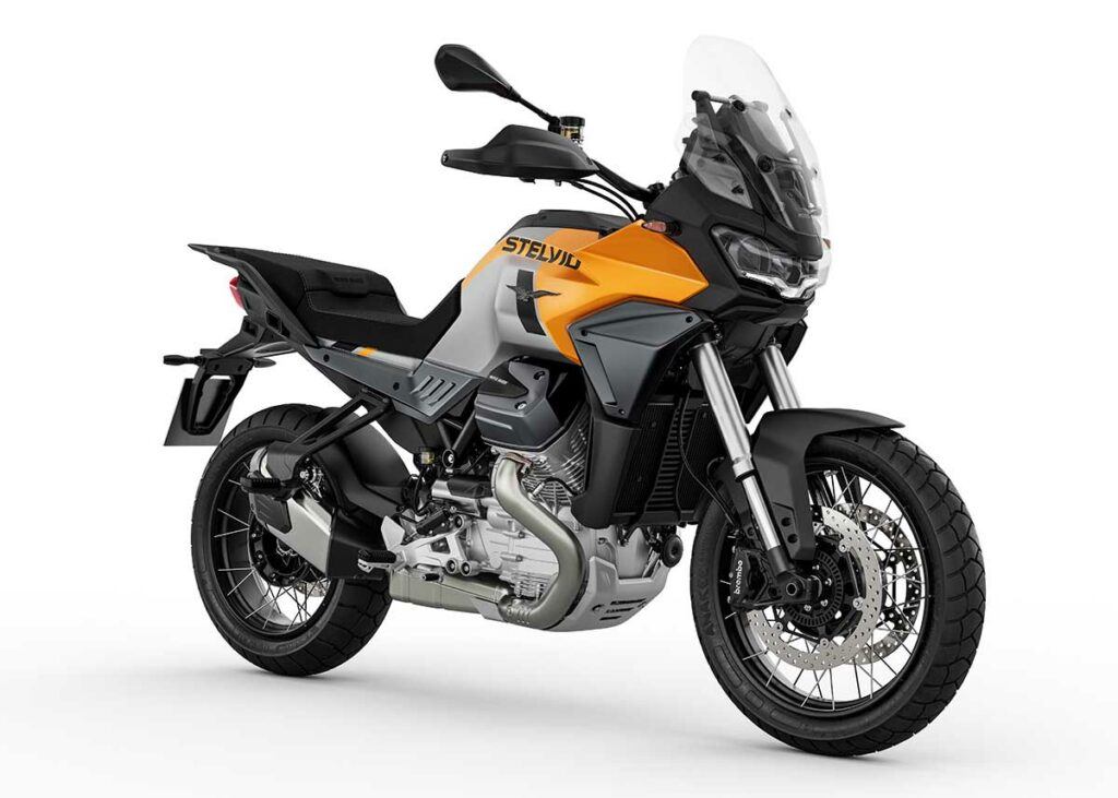 Moto Guzzi Stelvio 2024, naranja, gris