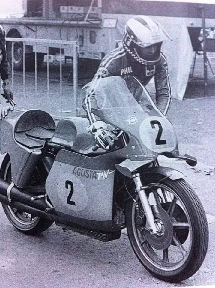 1974 Phil Read tests prototype MV Agusta 500 4 at Spa in Belgian GP practice
