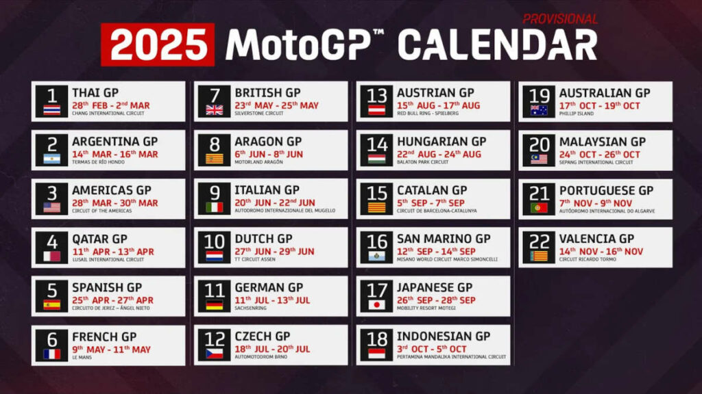 MotoGP desvela el calendario provisional 2025 10 Calendario provisional MotoGP 2025