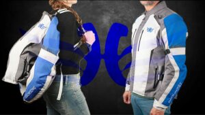 Fotos de la chaqueta y mochila para moto Backjacket
