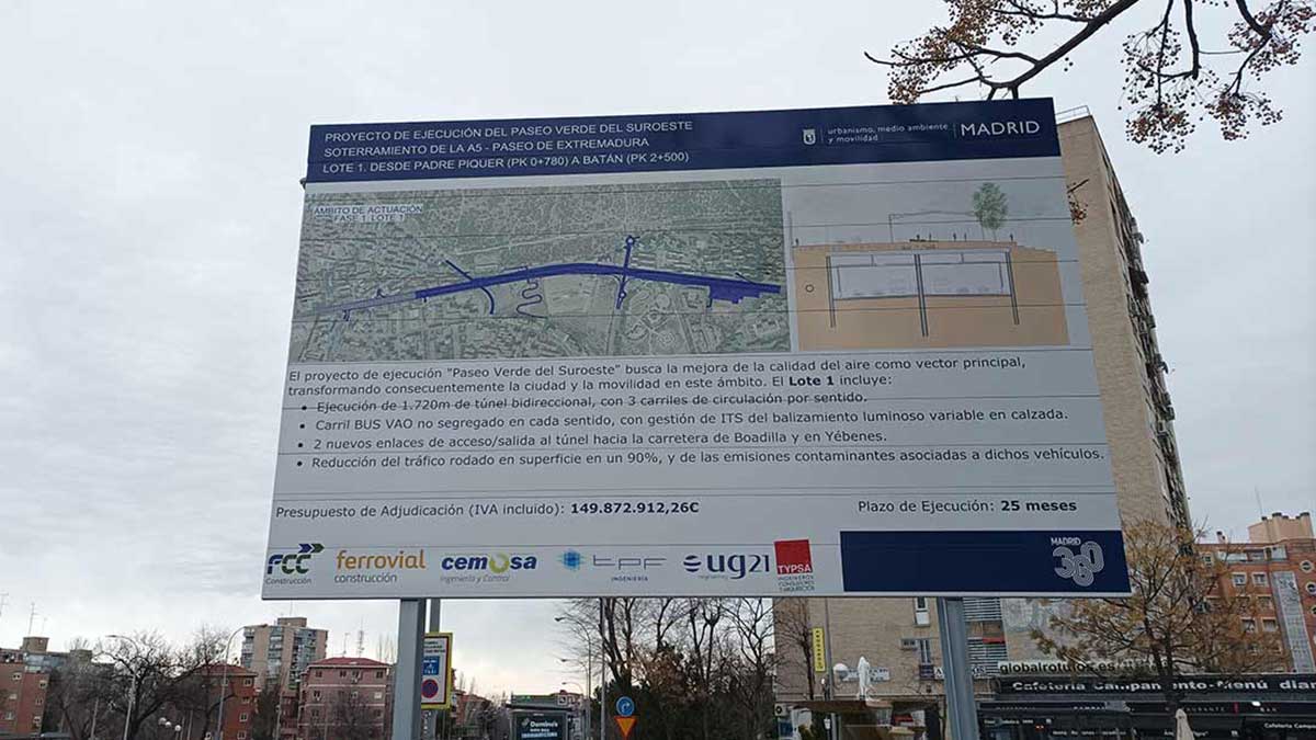 Madrid anuncia dos kilómetros más de soterramiento de la A-5. Ahora hasta la Avenida de la Aviación 